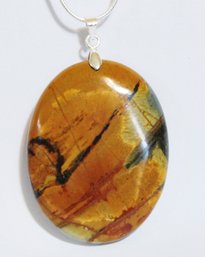 Natural Picasso Jasper Pendant Necklace /Sterling Silver Chain STONE OF CREATIVITY & Spiritual HEALING  NEW