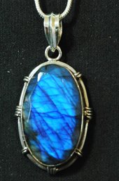 Natural Labradorite Pendant Necklace / Sterling Silver Chain STONE OF PROTECTION & Spiritual HEALING  NEW