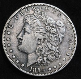 1879  Morgan Silver Dollar VF PLUS  Better Date  Nicely Toned (cfm5)