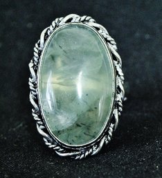 Natural Prehnite Hand-Crafted Ring Sterling Silver .925 Setting  Size 7  Spiritual HEALING