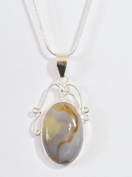 Natural Botswana Agate Pendant In Sterling Silver Setting W/ Sterling Silver 18' Chain Spiritual HEALING STONE