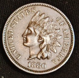 1880 Indian Head Cent XF PLUS Early Great Date! FULL LIBERTY / 4 Diamonds WOW!  (mca4)