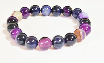 Natural Purple Striped Agate Bracelet Spiritual Healing Stone BALANCE & CALM