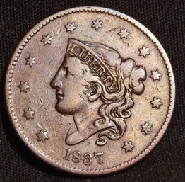 1837  Matron Large Cent  Full Liberty & Curls HARD TO FIND IN THIS CONDITION!  Nice Coin!   (bcb22)