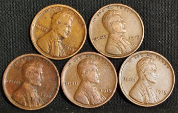 5  1919   Lincoln Cents Pennies  (at)