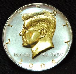 2008-D  Kennedy Half Dollar Gold & Silver Plated W/ Acrylic Overlay   (app37NT)