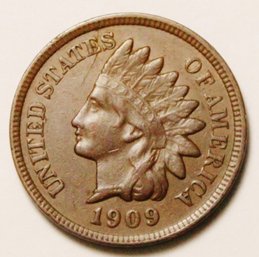 1909  Indian Cent GREAT DATE!  XF / AU Full Liberty & 4 Sharp Diamonds!  (sma29)