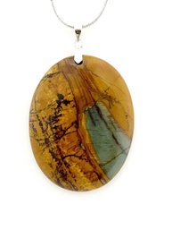 Natural Picasso Jasper Pendant Necklace /Sterling Silver Chain STONE OF CREATIVITY & Spiritual HEALING  NEW
