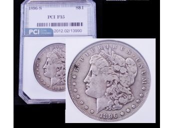 1896-S Morgan Silver Dollar KEY DATE!! 90 Percent Silver PCI Graded F-15 Pleasing Tone! (4te9)