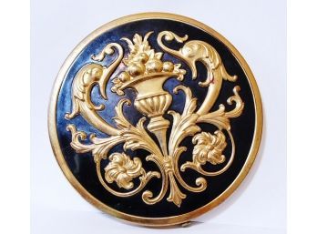 Antique / Vintage Art Nouveau Enamel W/ Ormolu Compact Rex Fifth Avenue STUNNING!