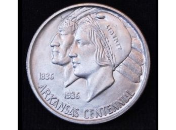 1936-S Arkansas Comm Silver Half Dollar BU Wow!  (7fam2)