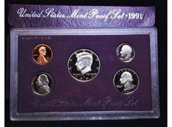 1991-S US Proof Set In Plastic Holder & Original Box  (axf3)