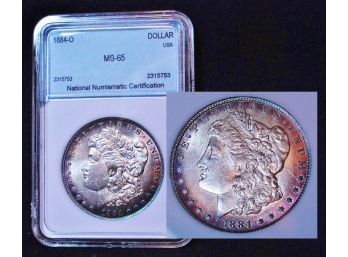 1884-O  Morgan Silver Dollar NNC Graded MS-65 Toned  (4cfc8)