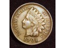 1901  Indian Cent XF Plus FULL LIBERTY & DIAMONDS  (dan47)