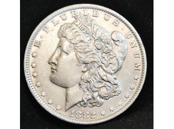 1882-O Morgan Silver Dollar Good Date!  AU / UNCIRC Nice! Full Chest Feathering (vpt86)