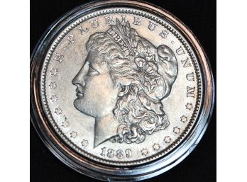 1889 Morgan Silver Dollar XF Plus  FULL CHEST FEATHERING! In Capsule (hrm99)