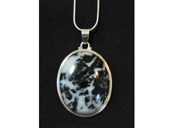 Natural Pinolith Jasper Pendant Necklace / Sterling Silver Chain STONE OF CREATIVITY & Spiritual HEALING  NEW