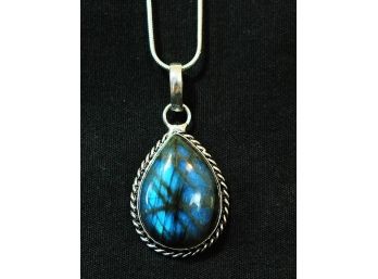 Natural Labradorite Pendant Necklace / Sterling Silver Chain STONE OF PROTECTION & Spiritual HEALING  NEW