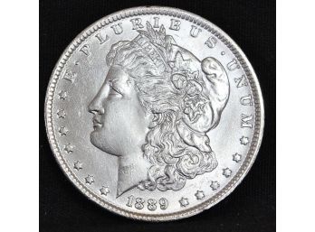 1889 Morgan Silver Dollar  AU  FULL CHEST FEATHERING!  (5cdb9)