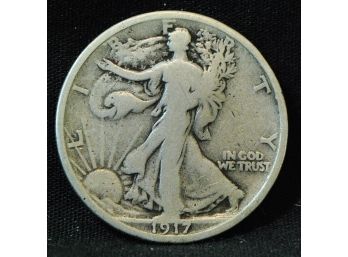 RARE DATE 1917-S   Walking Liberty Silver Half Dollar  (poc29)