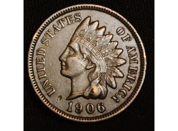 1906  Indian Cent XF FULL LIBERTY &  DIAMONDS!  (gdj36)
