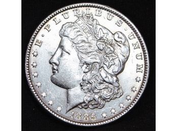 1886 Morgan Silver Dollar Good Date  AU  FULL CHEST FEATHERING!  (fra34)