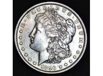 1896  Morgan Silver Dollar Good Date  AU FULL CHEST FEATHERING!  WOW (ece94)