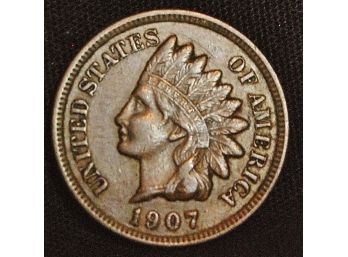 1907  Indian Cent XF FULL LIBERTY & DIAMONDS!  (chf46)