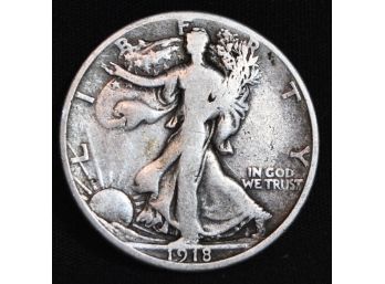 RARE DATE 1918-S   Walking Liberty Silver Half Dollar  (tnm48)