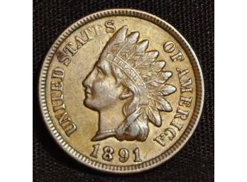 1891  Indian Cent XF Plus FULL LIBERTY 4 DIAMONDS  (cvn42)