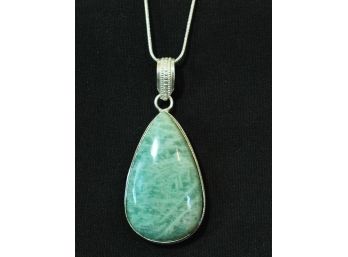 Natural Amazonite Pendant Necklace / Sterling Silver Chain STONE OF CREATIVITY & Spiritual HEALING  NEW