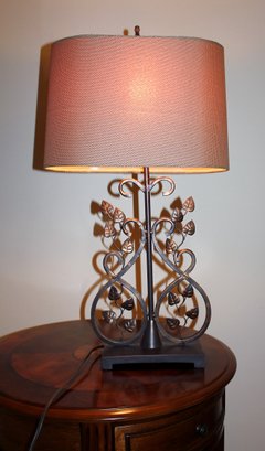 Three-way Metal Lamp With A More Oval Than Round Shade 27 In Tall