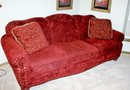 Mayo Brand Burgundy Couch With Two Pillows In Nice Condition 86 X 36