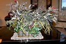 Silk Floral In Tin With Wood Basket 20-in Tall And Doily