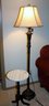 5 Ft Tall Floor Lamp-not Metal-has Damage, Plus Small Marble Top Pedestal Table 23-in Tall 12 In Diameter