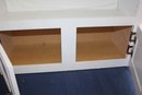Small Wood Bookshelf Or TV Stand - Glass Top And Shelf, Bottom Shelf Has Contact Paper On It, 32x13x31 Tall