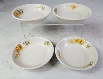 4 California Poppy 5-in Fruit Bowls- Syracuse China, Santa Fe Pattern- All In Good Condition