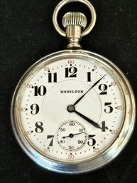 Hamilton Railroad Grade Pocket Watch 21 Jewels - Cannot Remove Face- Does Not Run