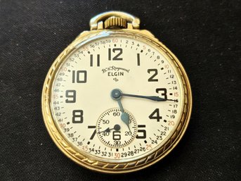 Elgin Railroad Grade Pocket Watch 21 Jewels 10k Gold Filled - Works