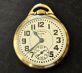 Elgin Railroad Grade Pocket Watch 21 Jewels 10k Gold Filled- Works