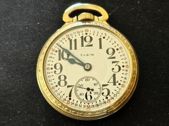 Elgin Railroad Grade Pocket Watch 21 Jewels 10k Gold Filled - Works
