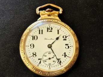 Hamilton Railroad Grade Pocket Watch 21 Jewels 10k Gold Filled - Runs