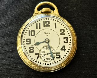 Elgin Railroad Grade Pocket Watch 21 Jewels 10k Gold Filled - Runs