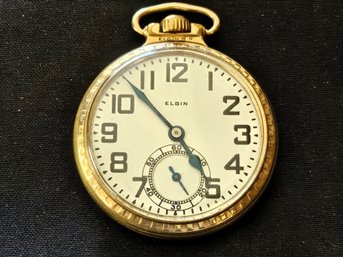 Elgin Railroad Grade Pocket Watch 21 Jewels 12K Gold Filled- Runs