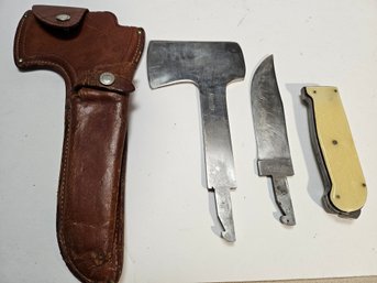 Vintage Kinfolks Axe And Knife Combo With Sheath
