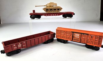 Lionel O' Gauge Tank Flatbed, Boxcar, Gondola Car 6801, 6646, 6462