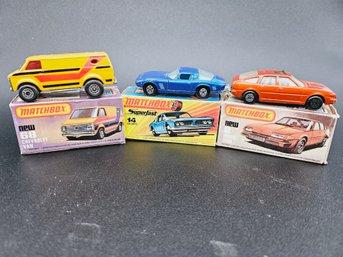 Matchbox Cars Chevrolet Van, No 14 Grifo, No 8 Rover 3500 With Boxes