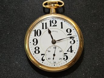 Illinois Railroad Grade Pocket Watch 23 Jewels Gold Filled Case- Runs