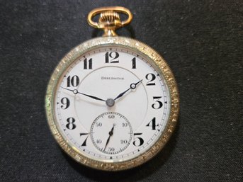 Burlington Railroad Grade Pocket Watch 21 Jewel Gold Filled Case- Runs