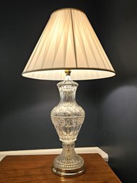 Beautiful Heavy Glass Lamp 30-in Tall With Three-way Bulb